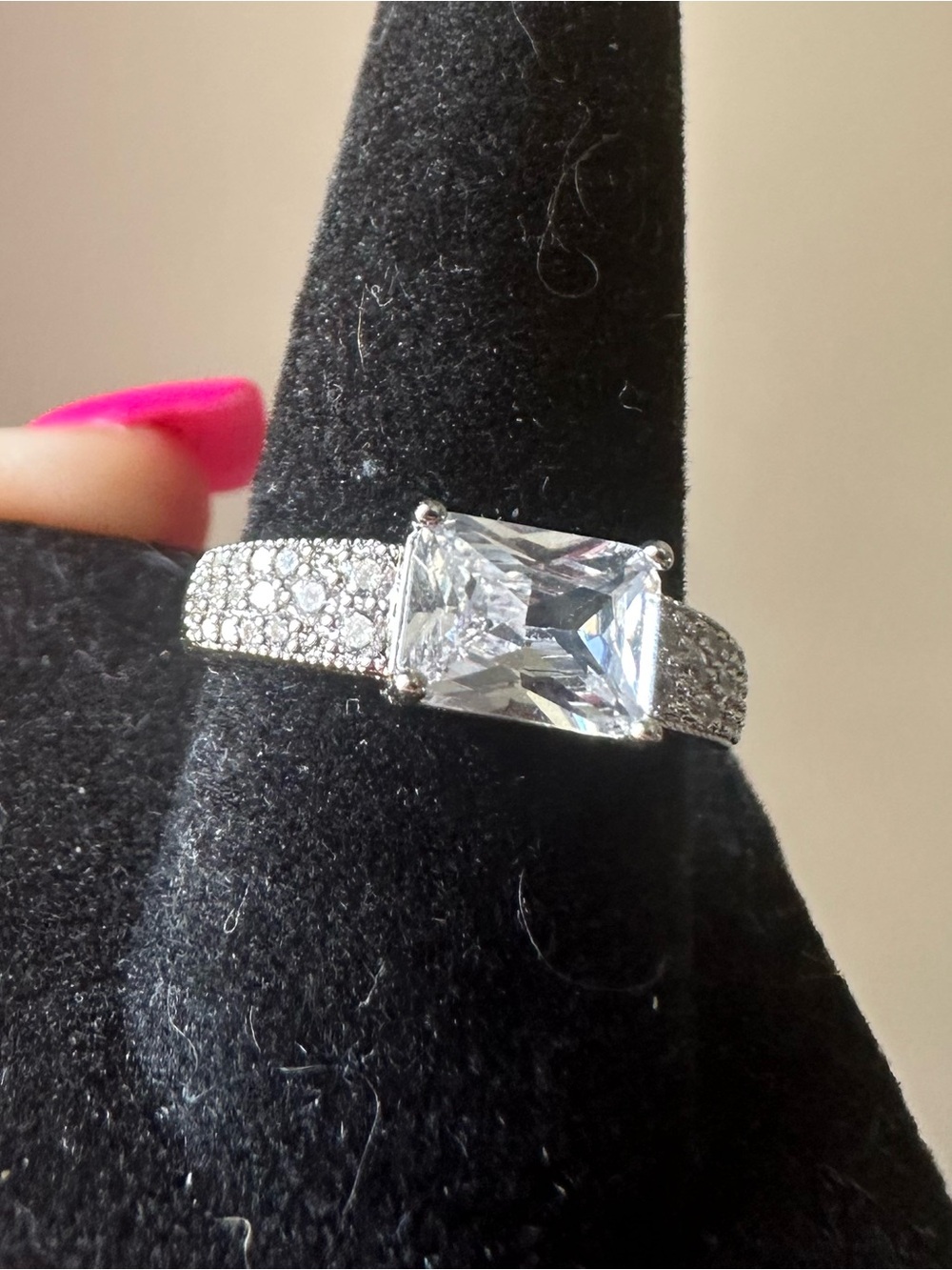 Classic White Gold Plated CZ Pavé Engagement Ring